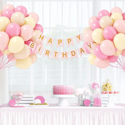 60pcs Pink and Yellow Balloons 12inch, - Image 8