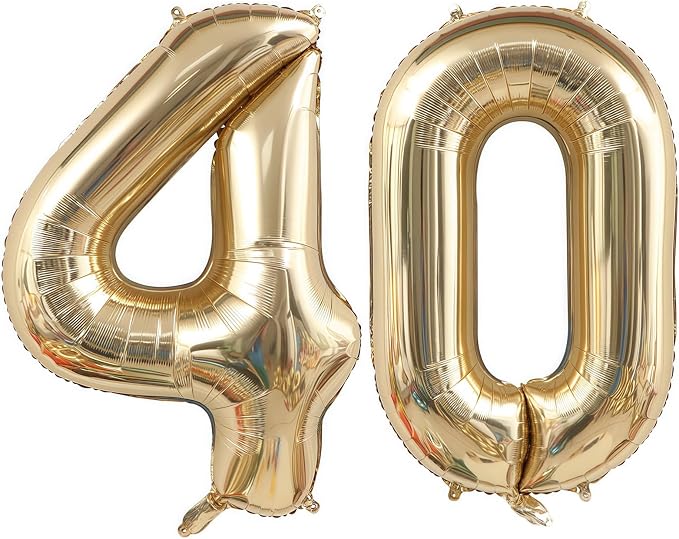 Champagne Gold 40 Balloon Number, 40 Inch Light Gold 40 Balloons Big Foil Mylar by BBPOOL