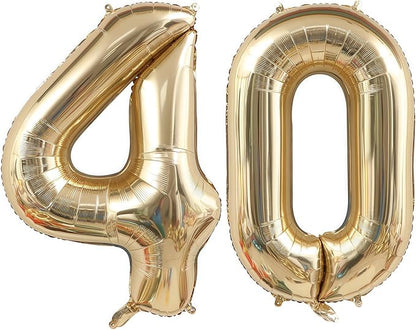 Champagne Gold 40 Balloon Number, 40 Inch Light Gold 40 Balloons Big Foil Mylar by BBPOOL