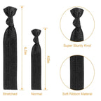 79STYLE Fabric Hair Ties - No Damage Black Ribbon Flat Hair Bands, Knotted Soft Ponytail Holders for Women, Yoga Hair Scrunchies (Black)