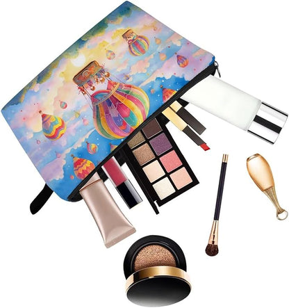 Colorful Hot Air Balloon Print Small Cosmetic Bag | Evil Eye Toiletry Makeup - Image 5