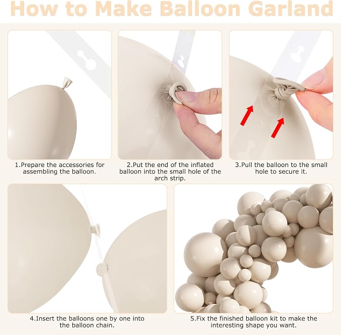 Amandir 153pcs White Sand Balloons Arch Garland Kit Different Sizes | 18 12 10 - Image 4