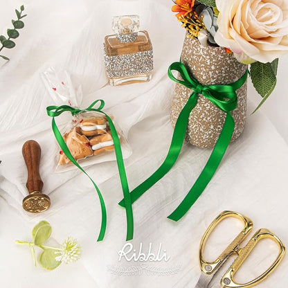 Ribbli Emerald Green Double Faced Satin Ribbon, 1/2” x Continuous 25 Yards - Image 3