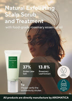 AROMATICA Rosemary Scalp Scrub 5.82oz / 165g, Scalp Treatment, Scalp Exfoliator with Salt Scrub for Oily Scalp, Dandruff, Build Up Remover