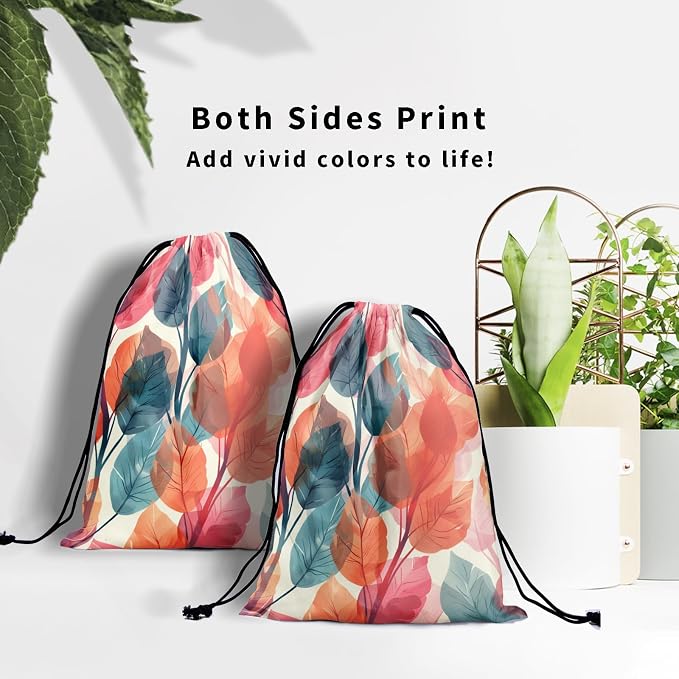 Fall Leaf Gymnastics Grip Bag Watercolor Leaves Drawstring Grip Bag - Image 7
