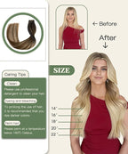 SURNEL Invisible Tape in Hair Extensions 20 Inch Natural Black to Medium Brown and Caramel Blonde Injected Tape in Extensions Human Hair 20 Pcs 45g(#1B427,20)