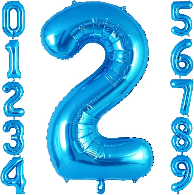 Blue Number 2 Balloon 40 Inch, Big Large Foil Helium Number Balloons, Jumbo by AIQINHU