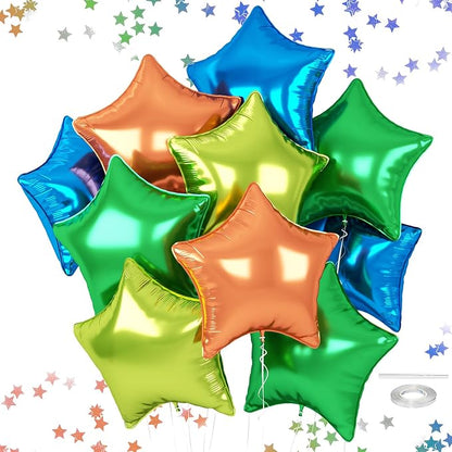 Blue Green Orange Star Balloons, 18 Inches Dinosour Balloon by FEYG