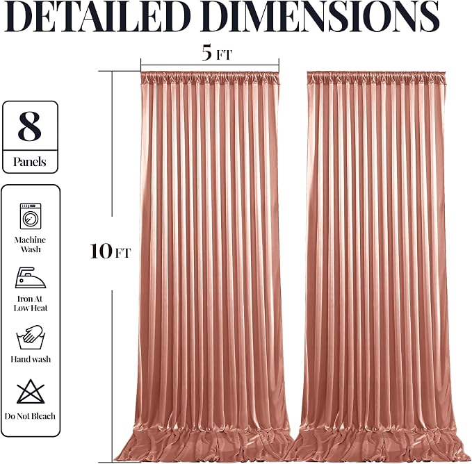 40x10ft Rose Gold Glitter Backdrop Curtain - Image 9