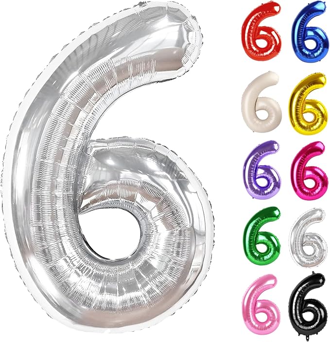 Sliver Number 6 Balloon 40 Inch by IWERP