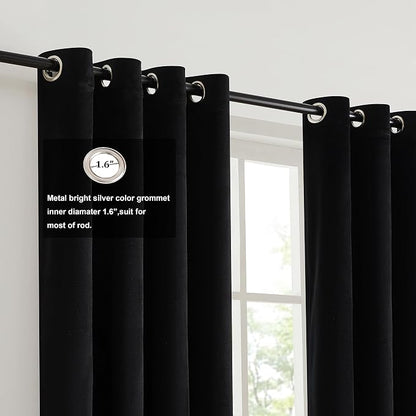 Black Gold Velvet Blackout Curtains Luxury Decor 120 inches, Color Block | - Image 2