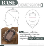 SEGO Hair Toppers for Women Real Human Hair with Thinning Hair, Toppers Hair Pieces Clip in Toppers Straight Hair Pieces with Front Bangs 150% Density Silk Base -10 Inch #6 Light Brown