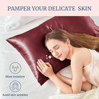 BEDELITE Satin Pillowcase for Hair and Skin, Super Soft Similar to Silk Pillow Cases 4 Pack with Envelope Closure, Cooling Pillowcases for Women Men (20"x30" Queen Size, Burgundy)