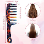 Wide Tooth Comb,Effortless Tangle Removal for Curly, Wet, Long Hair Wet,Cute Aesthetic Design for Women Men and Girls (Orange-18)
