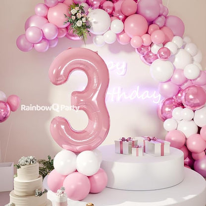 RainbowQ Pink 3 Balloon Number 40 Inch 0-40 Foil Large Balloons | Big Mylar 3 - Image 8