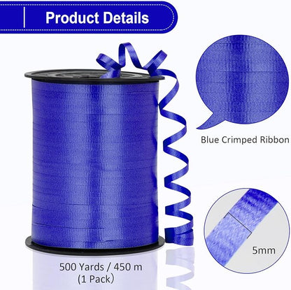 Blue Ribbon, 500 Yard Crimped Royal Blue Curly Ribbon - Image 5