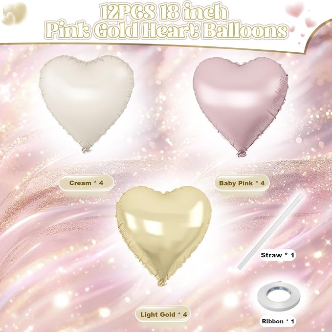 Dusty Pink Cream Heart Balloons - Image 2