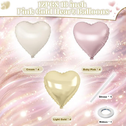 Dusty Pink Cream Heart Balloons - Image 2
