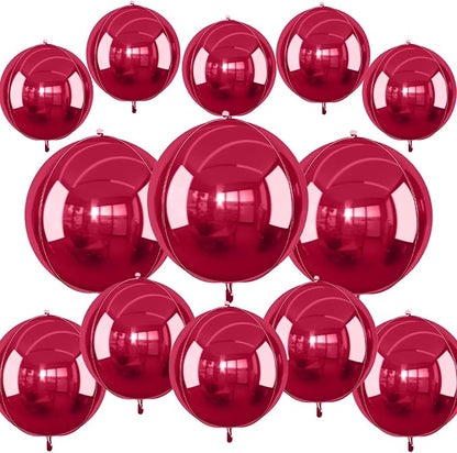 13pcs Burgundy 4D Balloons 22" 18" 10" 4D Maroon Ball Balloon Red Metallic Foil by Unknown