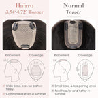 Hairro Human Hair Toppers Free Parted, 3.5x4.7" Base Hand-wovened 100% Real Hairpieces, with Invisible Clips-in for Women, for High Hairline/Adding Volume on Top, 14 Inch Light Natural Black