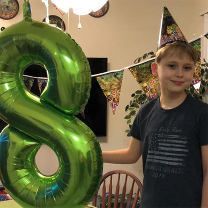 Green 2 Balloons, 40 Inch Giant Helium Foil Number 0-9 Green Birthday Balloon - Image 8
