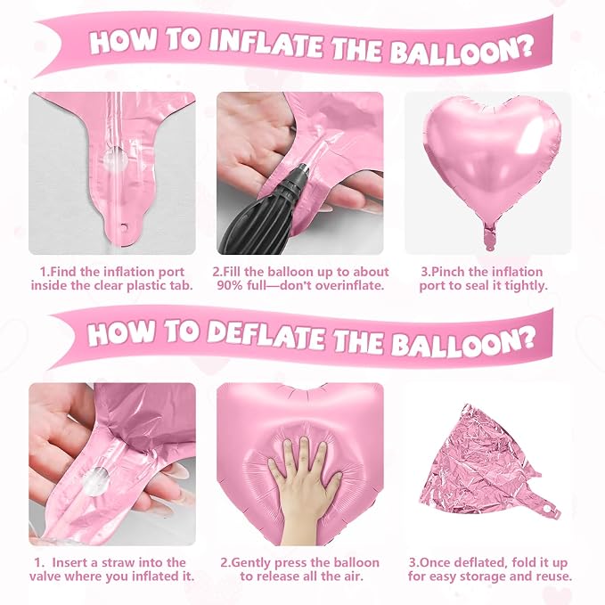 Pink Heart Balloons, 18 Inch Cream Sand White Balloons Helium - Image 7