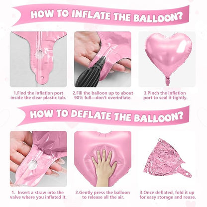 Pink Heart Balloons, 18 Inch Cream Sand White Balloons Helium - Image 7