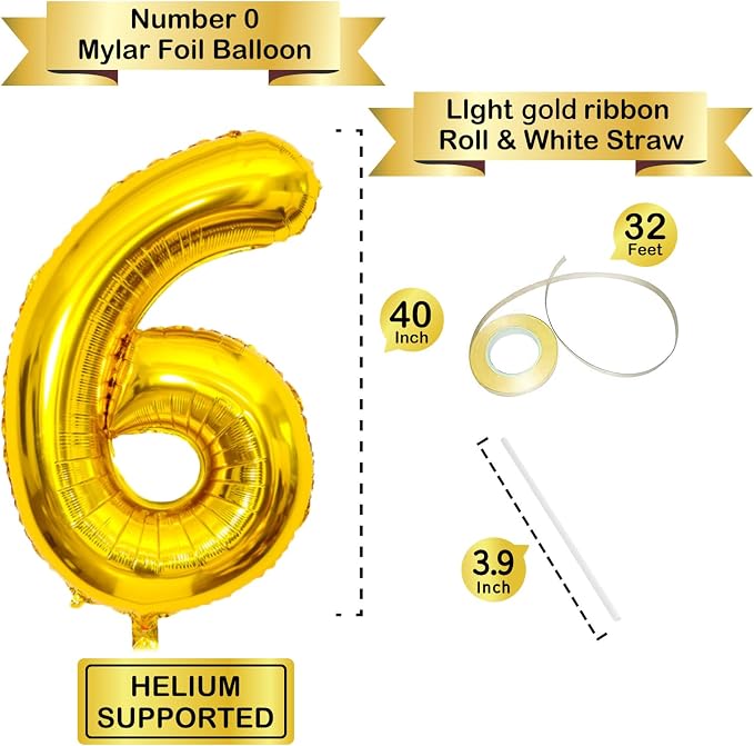 Gold Number Balloons Birthday Balloons - Image 2