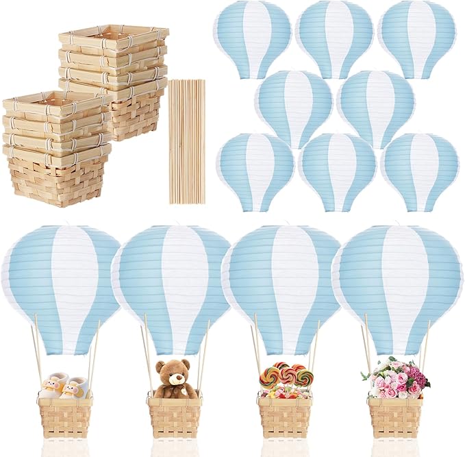 Meooeck 8 Sets Hot Air Balloon Tables Centerpieces, 11.8'' Paper Lantern Party by Meooeck