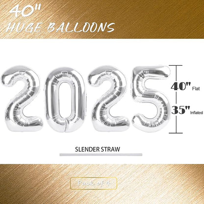 Number Balloon Birthday Decorations, 40In Silver Balloons - Image 6