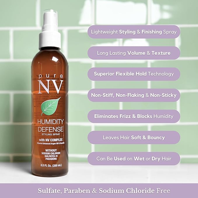 Humidity Defense Custom Hold Hairspray Resists Humidity & Repels Moisture, Keratin, Collagen & Argan Oil Infused To Repair, Restore & Strengthen 8.5 Oz.