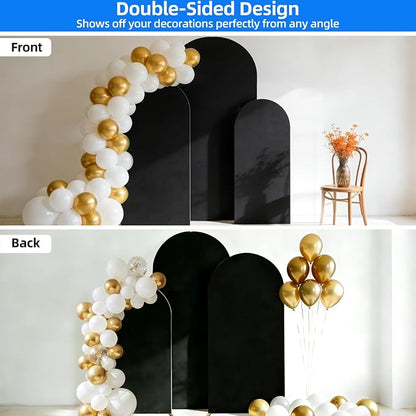 Hemmotop Wrinkle Free Black Arch Backdrop Cover Set of 3-6ft, 4ft | Stretchy - Image 5