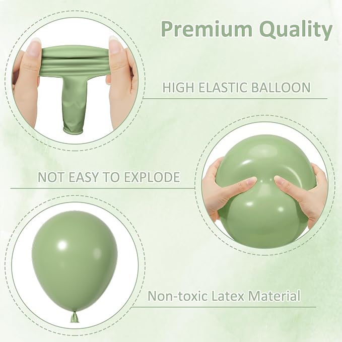 164Pcs Sage Green Balloons Garland Arch Kit Different Sizes | 18 12 10 5 inch - Image 6