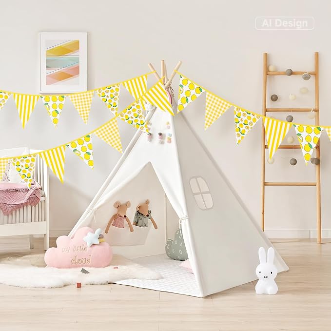 G2PLUS 39Ft Lemon Party Decorations, Reusable Cotton Triangle Flags Party - Image 7
