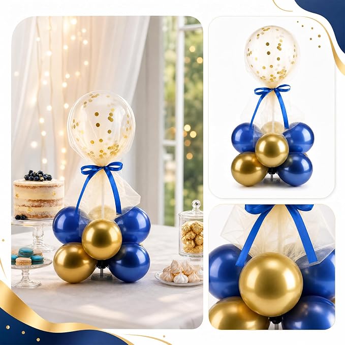 BBTO 8 Set Blue Gold Balloon Centerpieces - Image 5