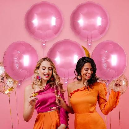 20 Pcs Pink Round Shaped Balloons, 18 Inch Round Foil Balloon, Giant Round - Image 7