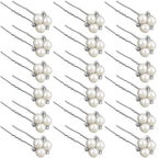 WILLBOND 18 Pcs Pearl Hair Pins Bridal Wedding Hair Accessories Crystal Bobby Pin for Brides Bridesmaids Flower Women Girls(Silver)