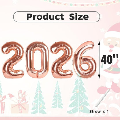 2026 Balloon Numbers Party Decorations, 40In Rose Gold Balloons | Eye-catching - Image 5