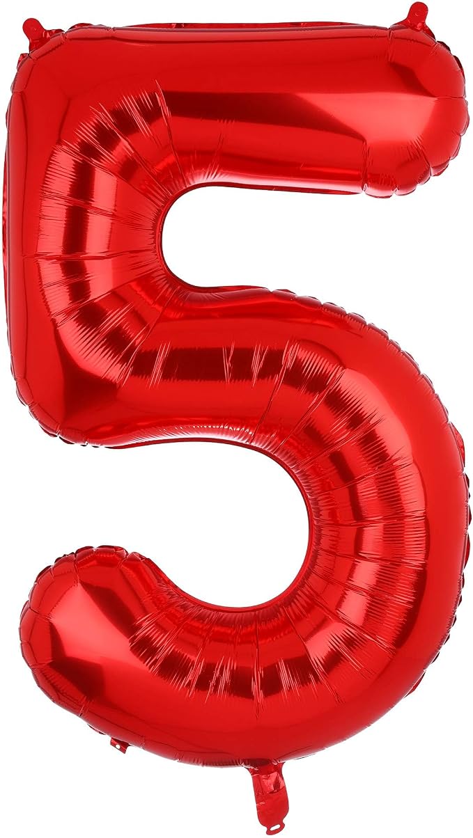 40 Inch 5 Red Number Balloons Mylar Foil Balloons 5st Birthday Party Decor | by GGDE