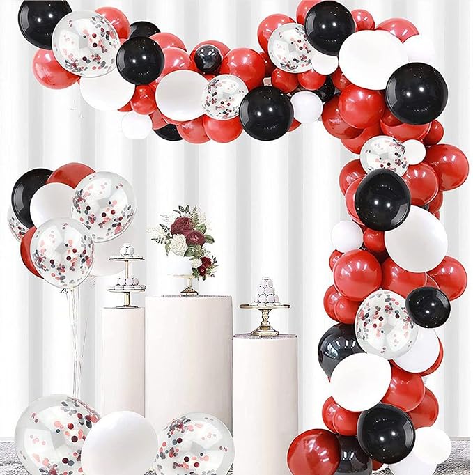 CANREVEL 50pcs 12 Inches Black Red Confetti Balloons Kit, Baby Shower, - Image 5