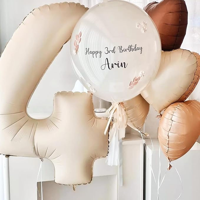 40 Inch 4 Balloons, Large Beige Number 4 Balloon - Image 3
