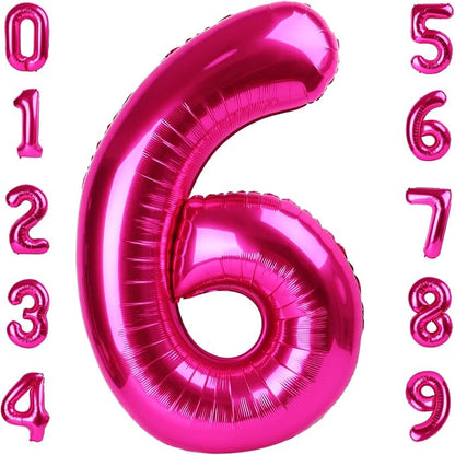 6 Balloon Number 40 Inch Hot Pink Balloons by Mluchee