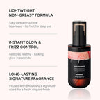 2-in-1 Korean Hair Perfume Oil & Serum with Morrocan Argan Oil & 12 Amino Acids for Dry, Damaged, Glass Hair Shine & Frizz-Control – Paraben & Alcohol-Free – Peach Floral Musk – 100ml / 3.38 fl oz