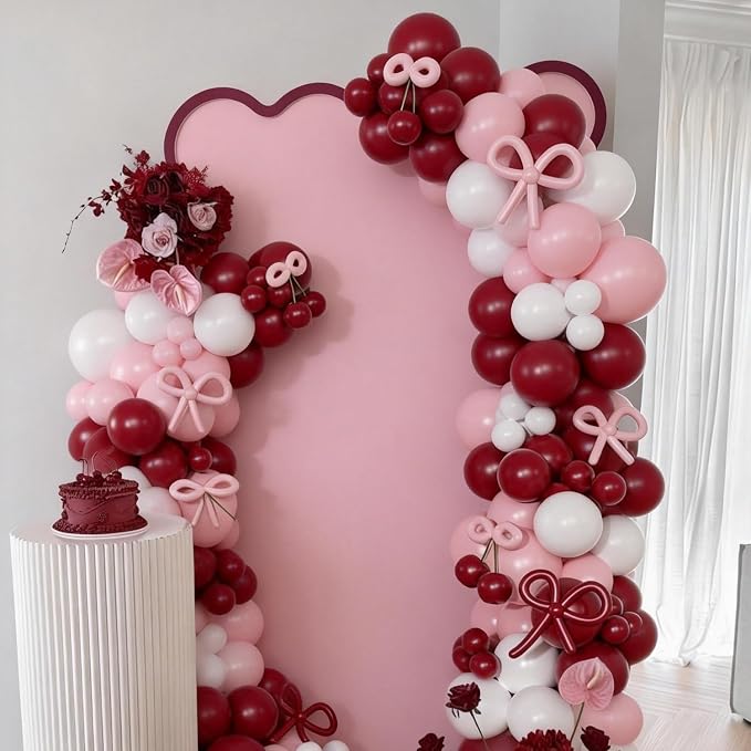 Pink Red Balloon Arch Kit, Cherry Birthday Valentine Decor | Double Stuffed - Image 7