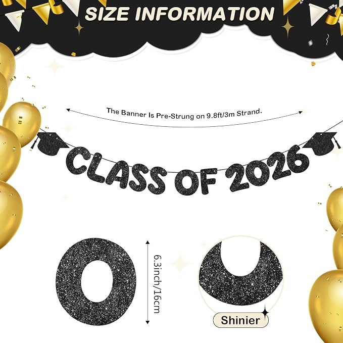 Fulmoon Congrats Grad Class of 2026 Banner Graduation Party Decor Class of 2026 - Image 2