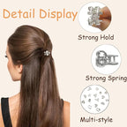 16Pcs Mini Metal Hair Claw Clips for Women, Gold Silver Small Bangs Claw Clips for Long Thin Hair, Tiny Cute Flower Barrettes(Silver)
