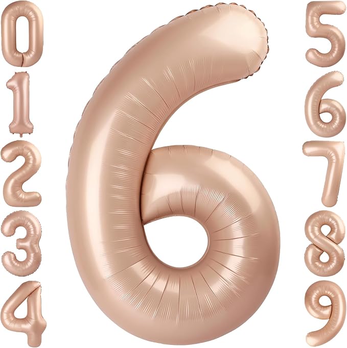 40 Inch Caramel Foil Number 6 Balloon by TNCDJKPA