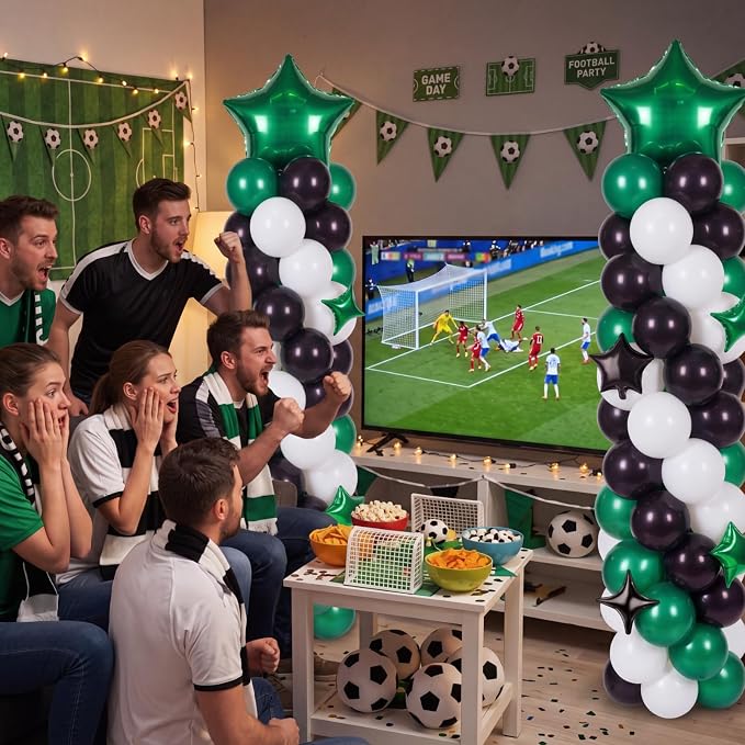 Gejoy 110 Pcs Football Party Balloon Column Stand Kit Green White Black - Image 3