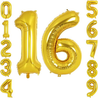 40 Inch Gold Number 16 Foil Balloon by TNCDJKPA