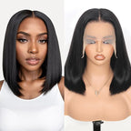 210% Density 13x6 Full Lace Frontal Bob Wig Human Hair 12A Brazilian Virgin Human Hair Pre Plucked HD Transparent Lace Glueless Wigs 12 Inch